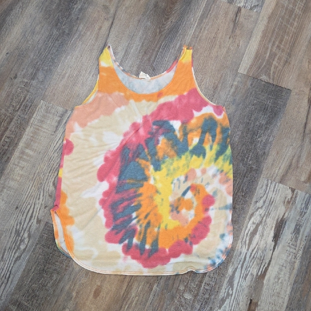 BiBi Yellow and Pink Ruched Sleeveless Tank Top